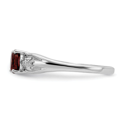 Sterlingsilber Rhodiniert Diamant Granat Ring