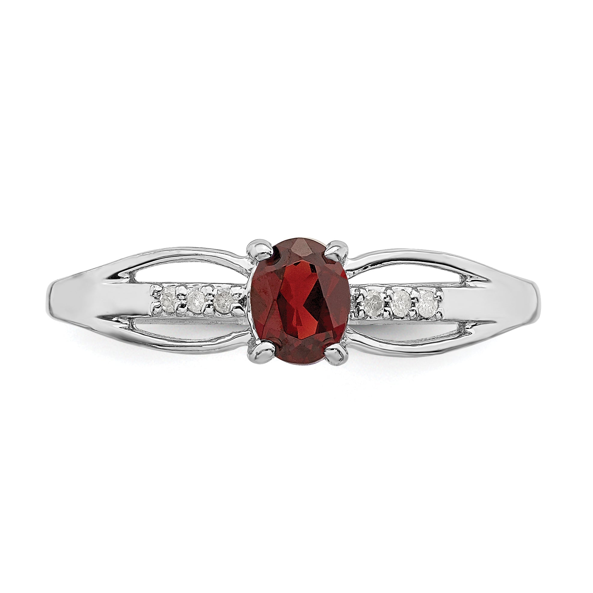 Sterlingsilber Rhodiniert Diamant Granat Ring