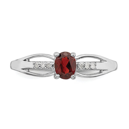 Sterlingsilber Rhodiniert Diamant Granat Ring