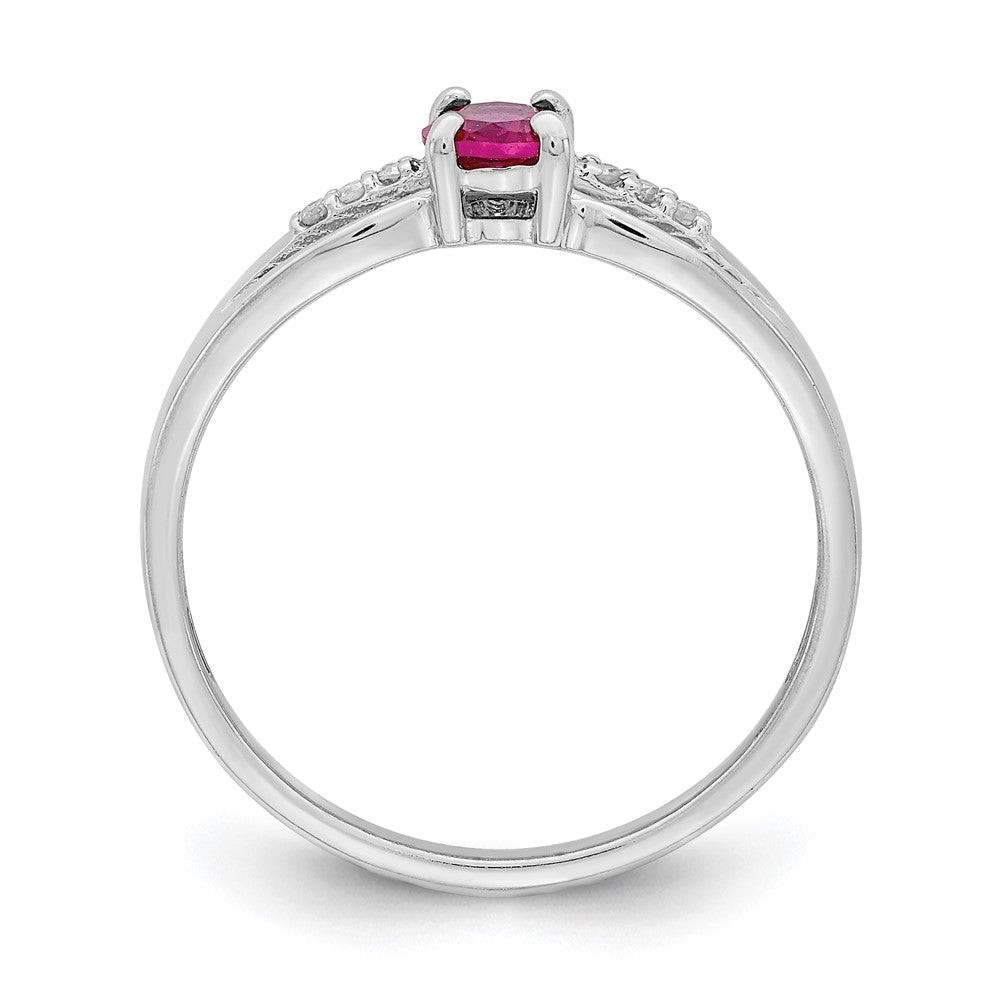 Sterlingsilber Rhodiniert Diamant Erzeugt Rubin Ring