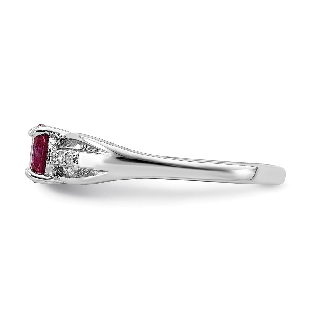 Sterlingsilber Rhodiniert Diamant Erzeugt Rubin Ring
