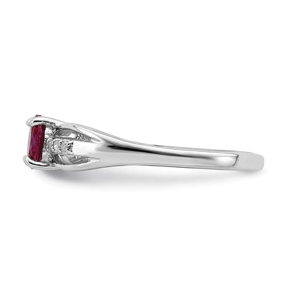 Sterlingsilber Rhodiniert Diamant Erzeugt Rubin Ring