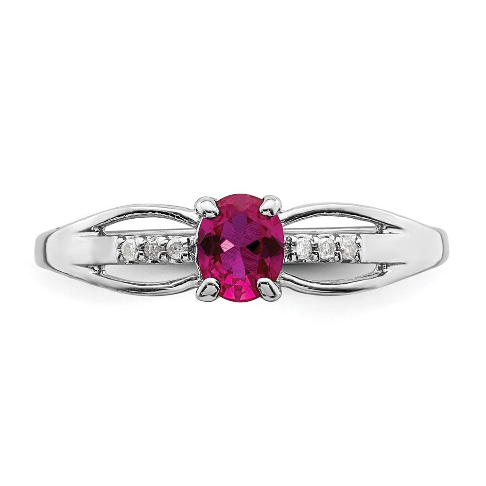 Sterlingsilber Rhodiniert Diamant Erzeugt Rubin Ring