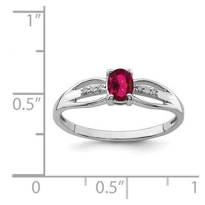 Sterlingsilber Rhodiniert Diamant Erzeugt Rubin Ring
