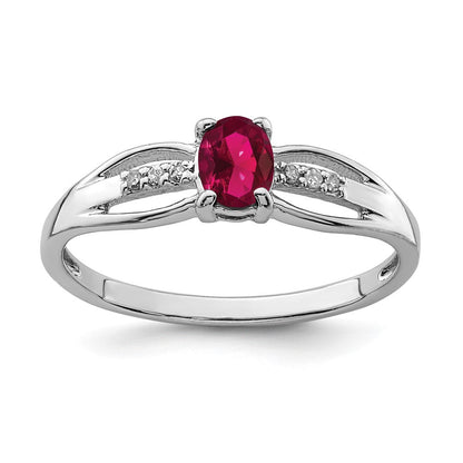 Sterlingsilber Rhodiniert Diamant Erzeugt Rubin Ring