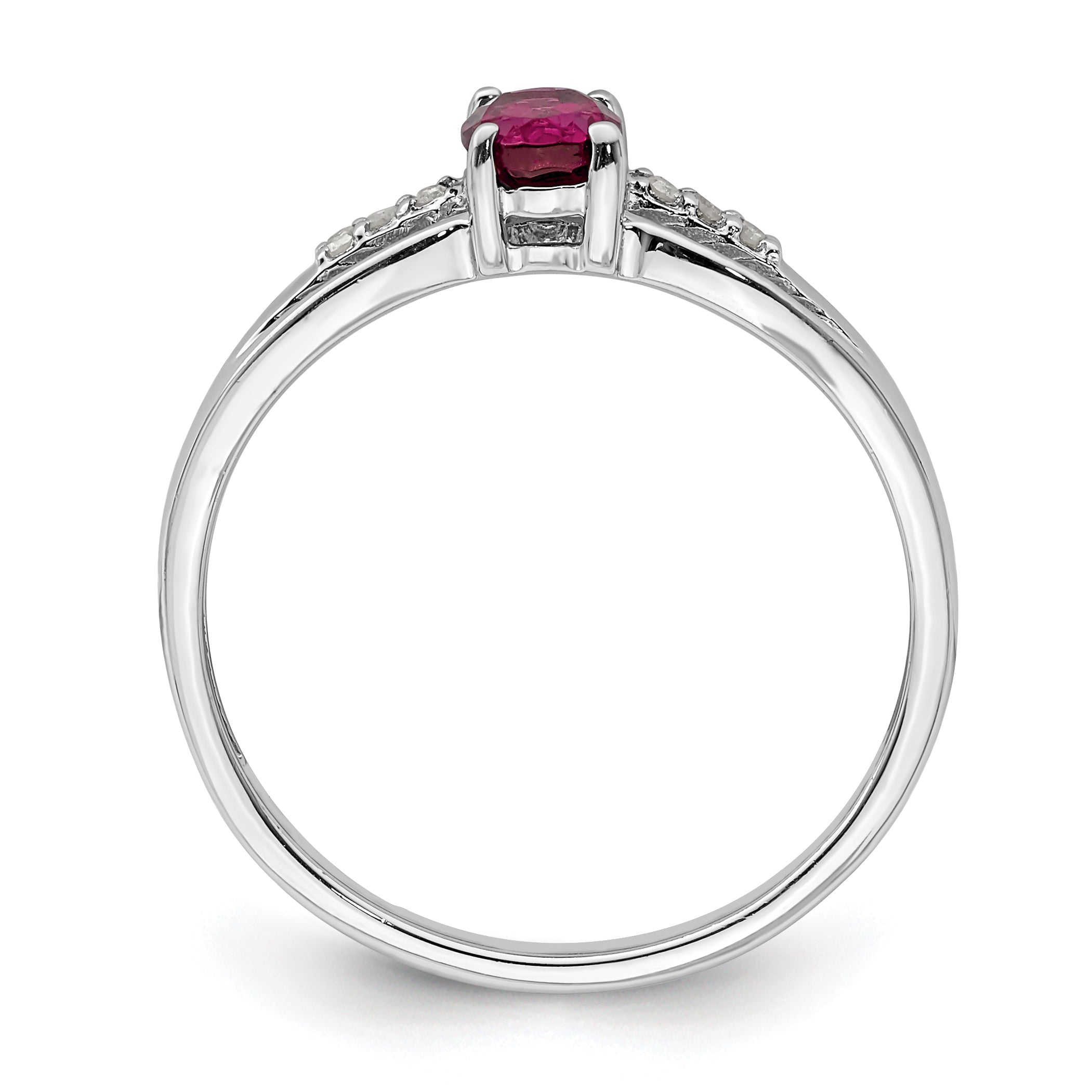 Sterlingsilber Rhodiniert Diamant Rhodolith Granat Ring