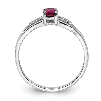 Sterlingsilber Rhodiniert Diamant Rhodolith Granat Ring