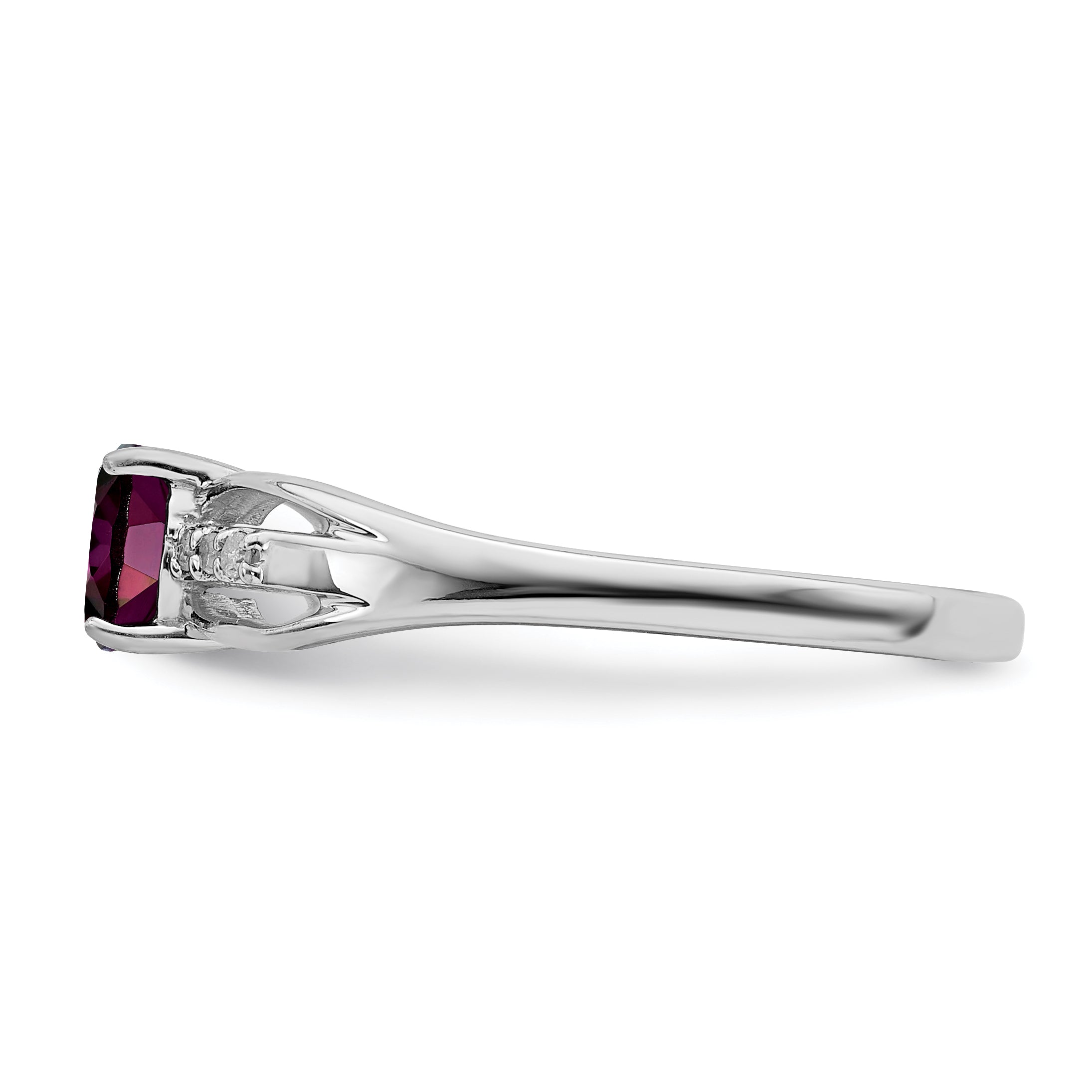 Sterlingsilber Rhodiniert Diamant Rhodolith Granat Ring