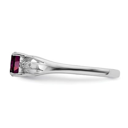 Sterlingsilber Rhodiniert Diamant Rhodolith Granat Ring