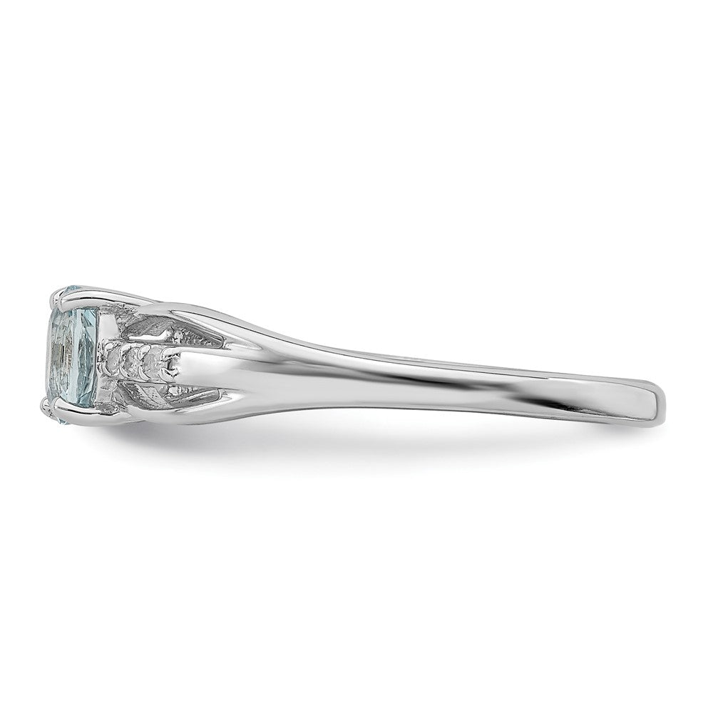Sterlingsilber Rhodiniert Diamant Aquamarin Ring