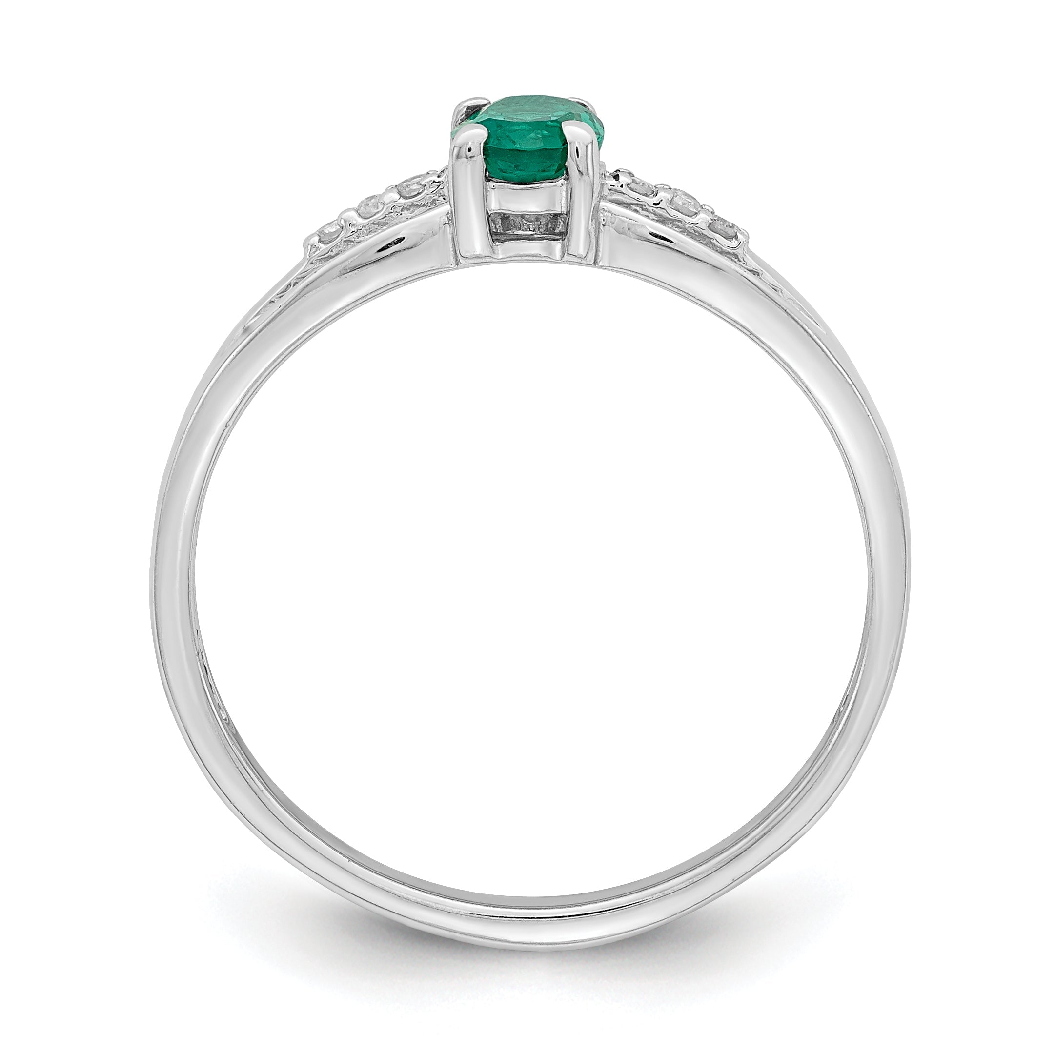 Sterlingsilber Rhodiniert Diamant Erzeugt Smaragd Ring