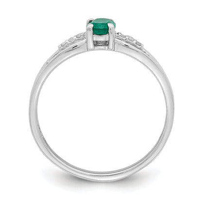 Sterlingsilber Rhodiniert Diamant Erzeugt Smaragd Ring