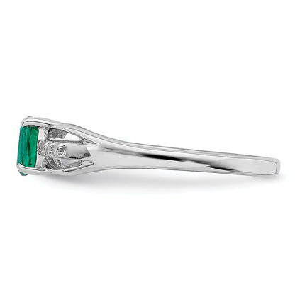 Sterlingsilber Rhodiniert Diamant Erzeugt Smaragd Ring