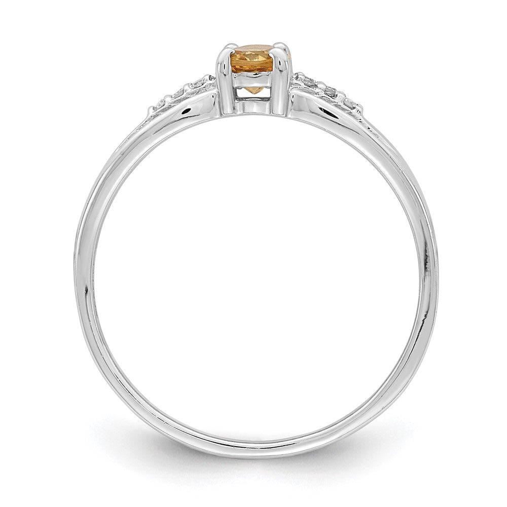 Sterlingsilber Rhodiniert Diamant Citrin Ring