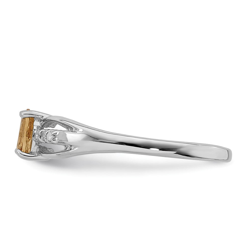 Sterlingsilber Rhodiniert Diamant Citrin Ring