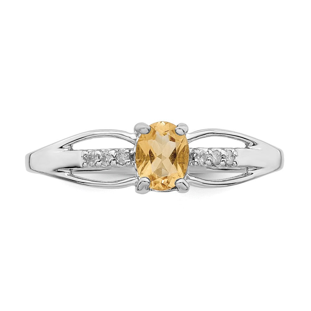 Sterlingsilber Rhodiniert Diamant Citrin Ring