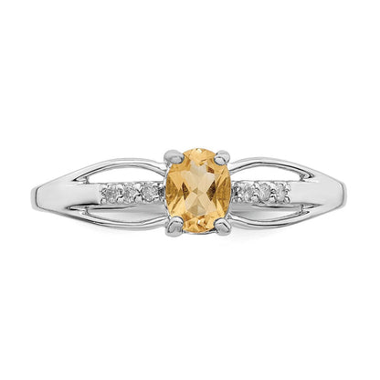 Sterlingsilber Rhodiniert Diamant Citrin Ring