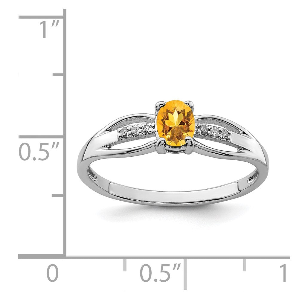 Sterlingsilber Rhodiniert Diamant Citrin Ring