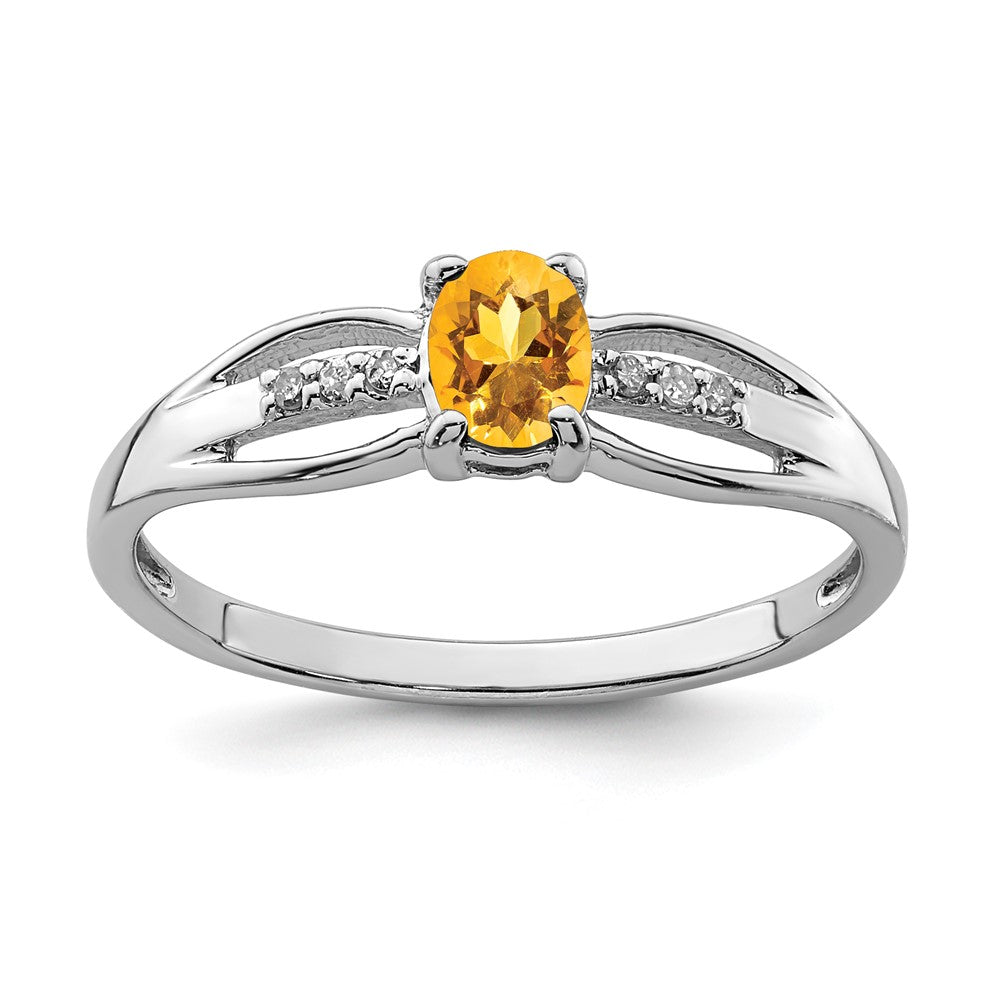 Sterlingsilber Rhodiniert Diamant Citrin Ring