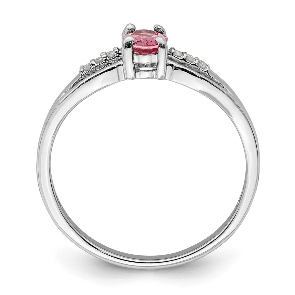 Sterlingsilber Rhodiniert Diamant Rosa Turmalin Ring