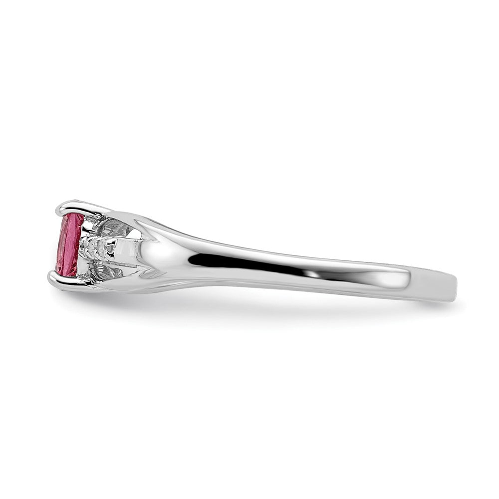 Sterlingsilber Rhodiniert Diamant Rosa Turmalin Ring