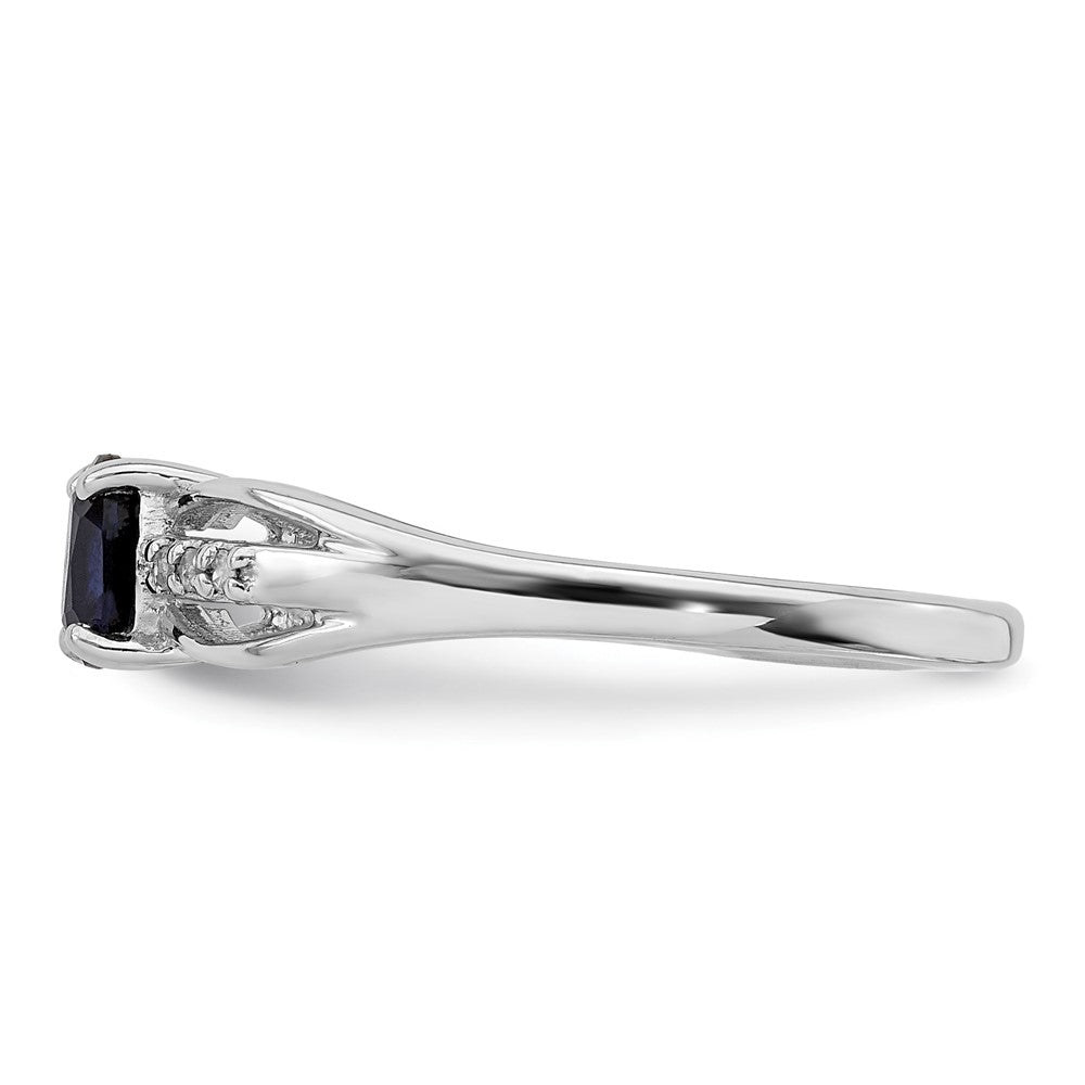 Sterlingsilber Rhodiniert Diamant Erzeugt Saphir Ring