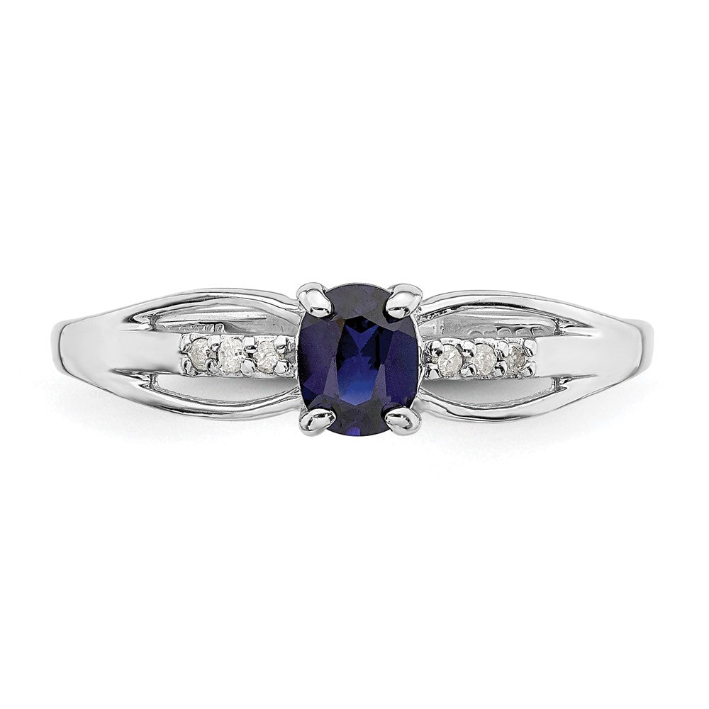 Sterlingsilber Rhodiniert Diamant Erzeugt Saphir Ring
