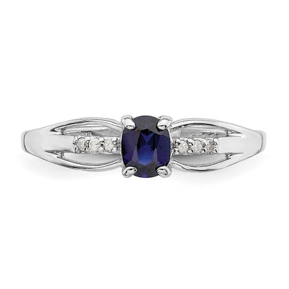Sterlingsilber Rhodiniert Diamant Erzeugt Saphir Ring