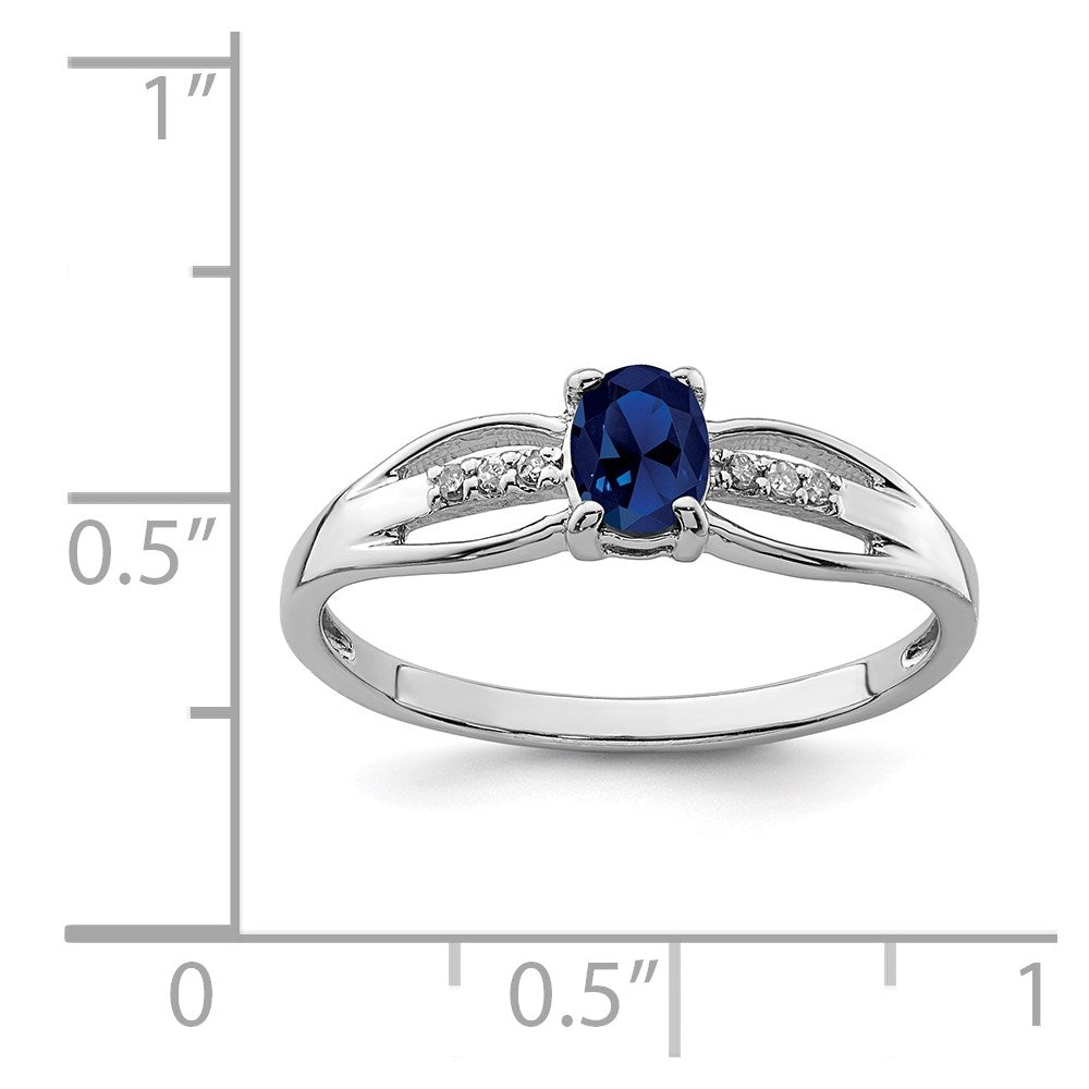 Sterlingsilber Rhodiniert Diamant Erzeugt Saphir Ring