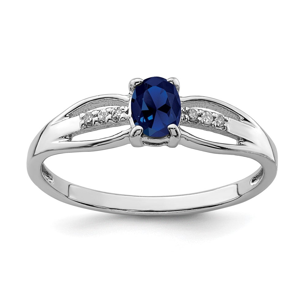 Sterlingsilber Rhodiniert Diamant Erzeugt Saphir Ring