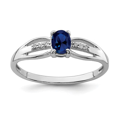 Sterlingsilber Rhodiniert Diamant Erzeugt Saphir Ring