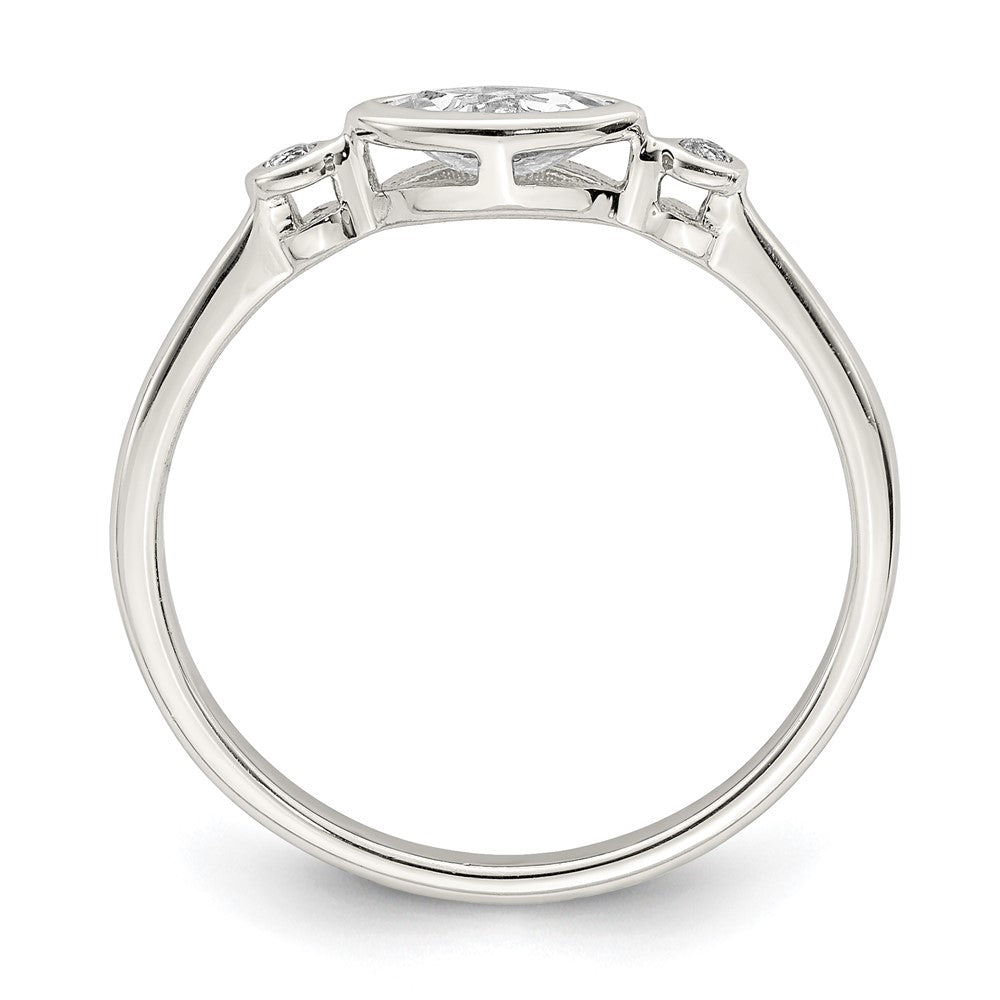 Sterlingsilber Rhodiniert Poliert Weiß Topas Ring