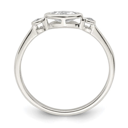 Sterlingsilber Rhodiniert Poliert Weiß Topas Ring