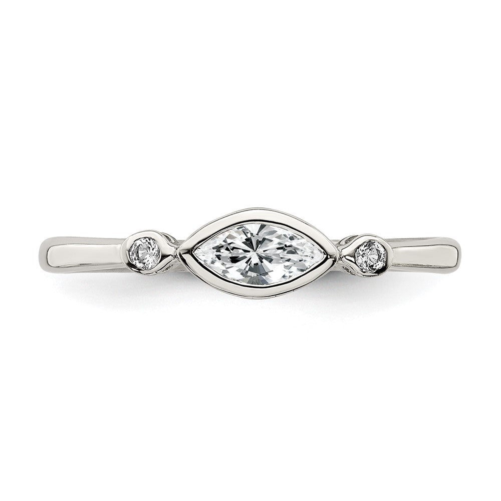Sterlingsilber Rhodiniert Poliert Weiß Topas Ring
