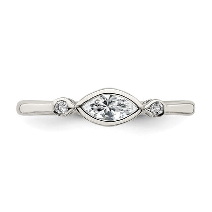 Sterlingsilber Rhodiniert Poliert Weiß Topas Ring
