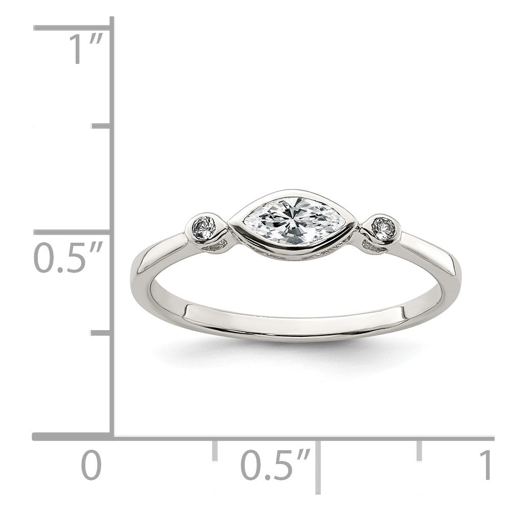 Sterlingsilber Rhodiniert Poliert Weiß Topas Ring