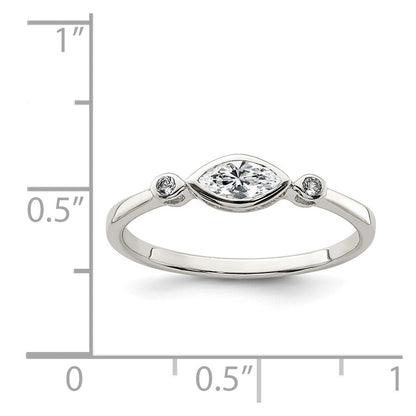 Sterlingsilber Rhodiniert Poliert Weiß Topas Ring