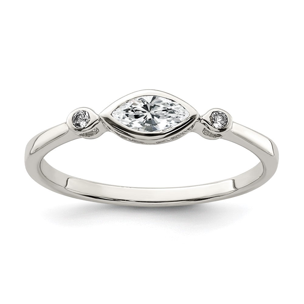 Sterlingsilber Rhodiniert Poliert Weiß Topas Ring