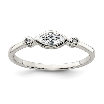 Sterlingsilber Rhodiniert Poliert Weiß Topas Ring