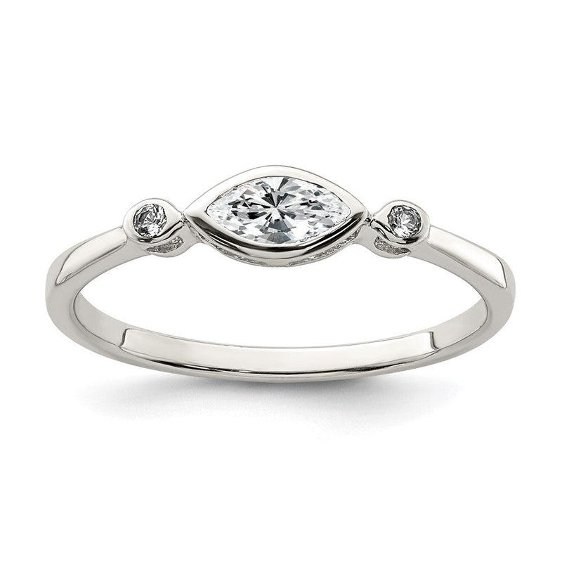 Sterlingsilber Rhodiniert Poliert Weiß Topas Ring