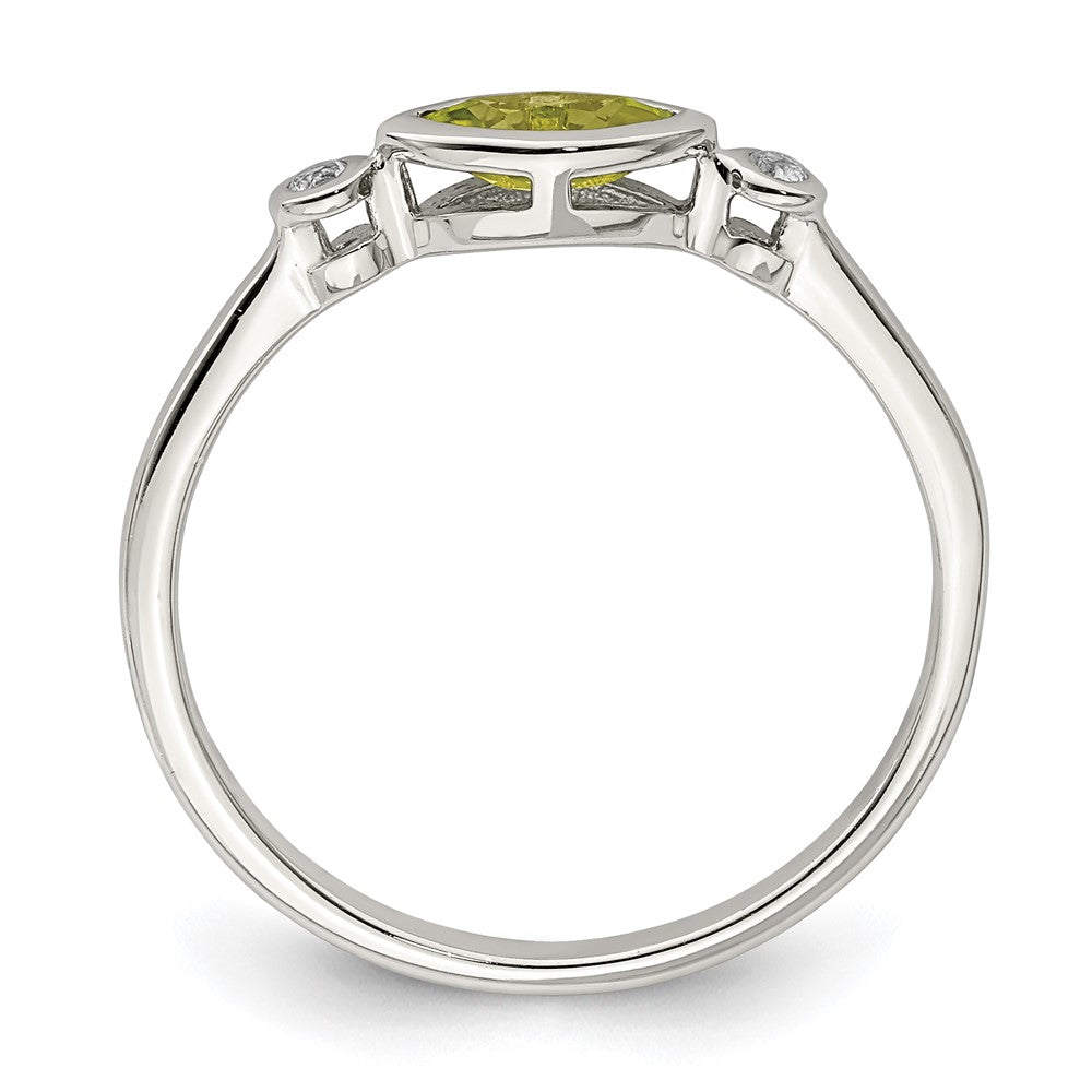 Sterlingsilber Rhodiniert Poliert Peridot und Weiß Topas Ring