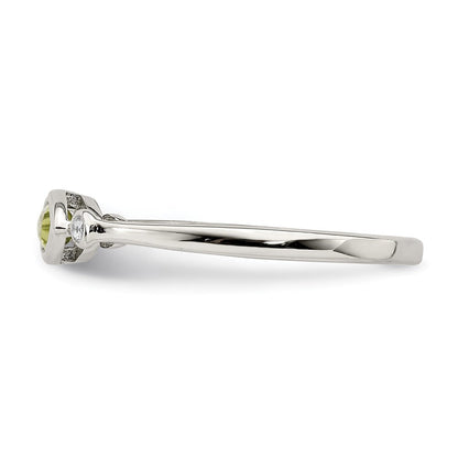 Sterlingsilber Rhodiniert Poliert Peridot und Weiß Topas Ring