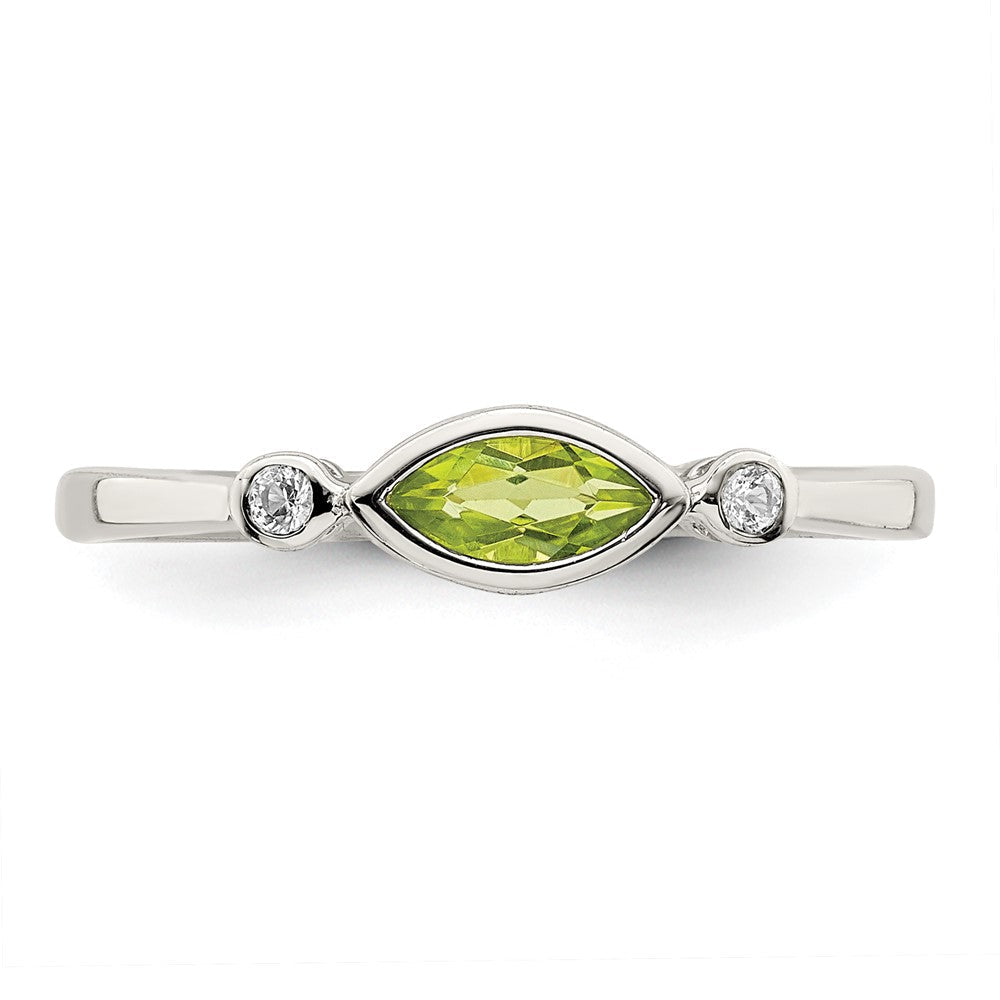 Sterlingsilber Rhodiniert Poliert Peridot und Weiß Topas Ring