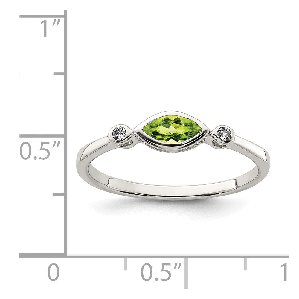 Sterlingsilber Rhodiniert Poliert Peridot und Weiß Topas Ring