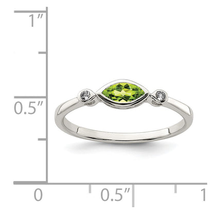 Sterlingsilber Rhodiniert Poliert Peridot und Weiß Topas Ring