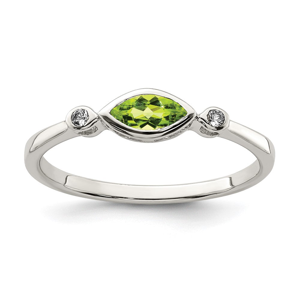 Sterlingsilber Rhodiniert Poliert Peridot und Weiß Topas Ring