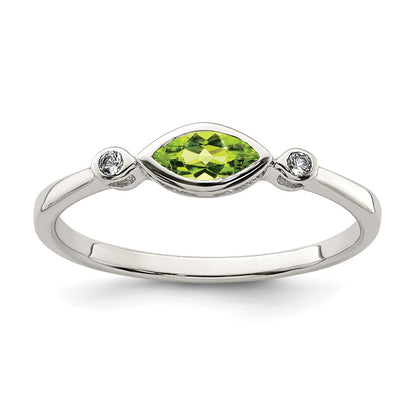 Sterlingsilber Rhodiniert Poliert Peridot und Weiß Topas Ring
