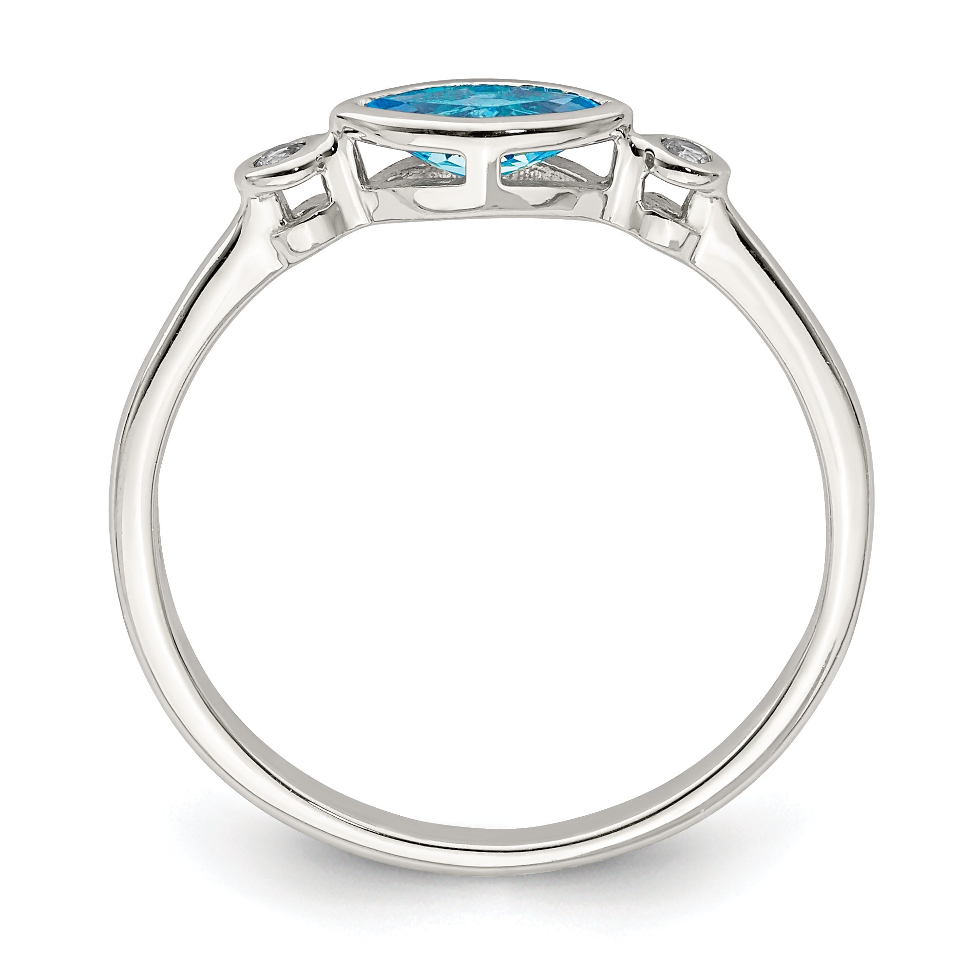 Sterlingsilber Rhodiniert Poliert Blautopas /white Topas Ring