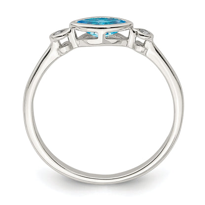 Sterlingsilber Rhodiniert Poliert Blautopas /white Topas Ring