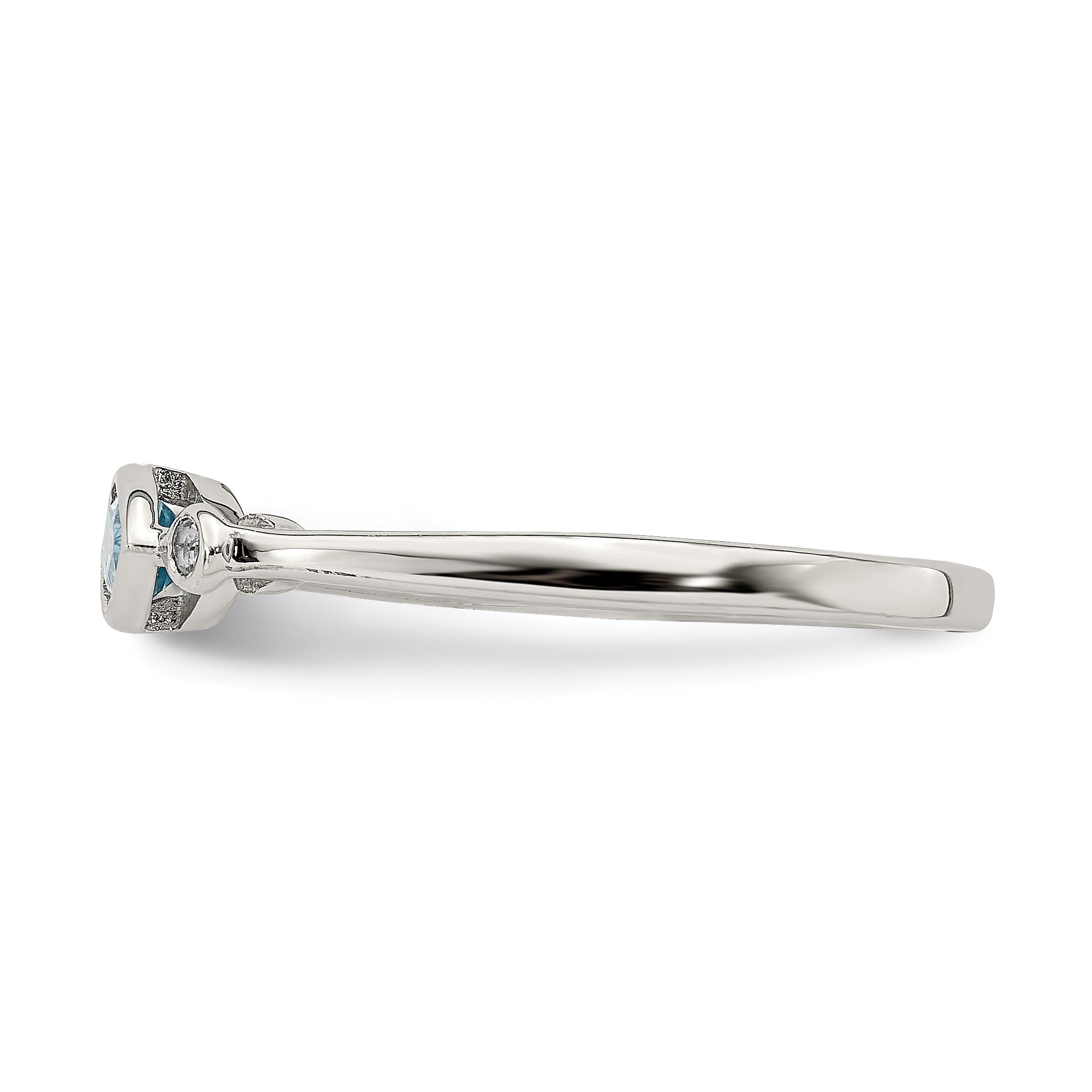 Sterlingsilber Rhodiniert Poliert Blautopas /white Topas Ring